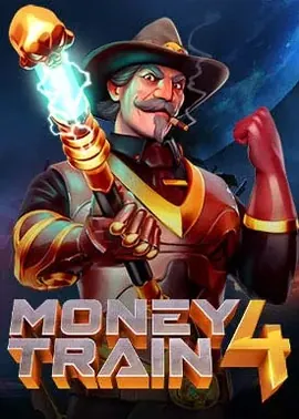 Western heist slot with persistent symbols and train bonus collectors.